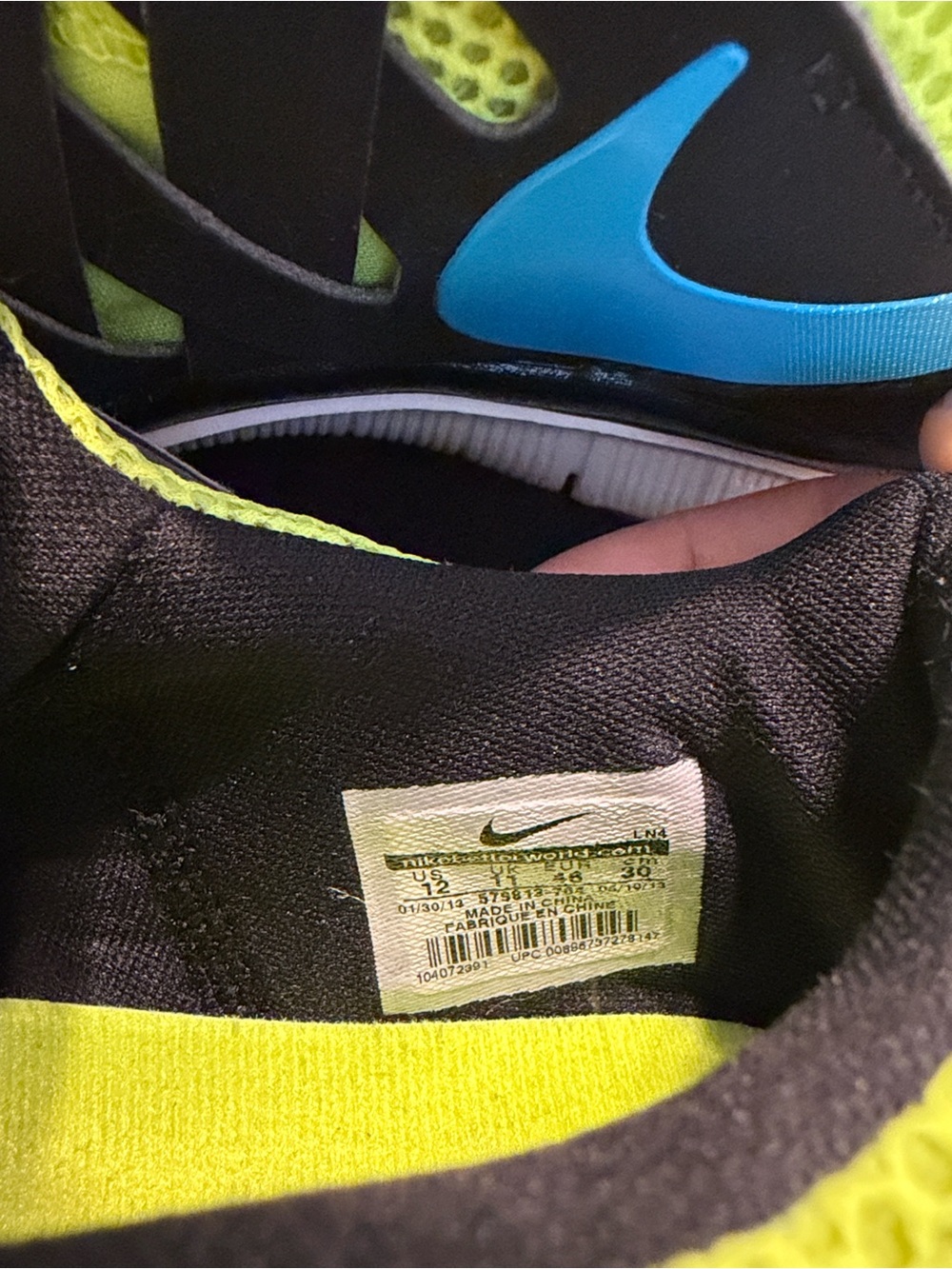 Nike Black Neon Green Blue Training Sneakers - Picture 6 of 6